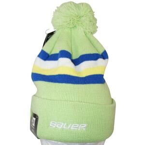 Youth One Size - Vintage Bauer Hockey New Era Green Pom Knit Beanie Cap 2016